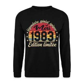 les légendes sont nées mai 1983 - Sweat-shirt Unisexe - noir - Devant - Alina (178cm) & Michal (187cm)