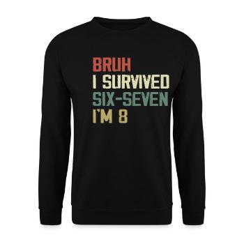 8th Birthday Design – Finally Eight Years Old - Unisex Sweatshirt - black - Front - Alina (178cm) & Michal (187cm)
