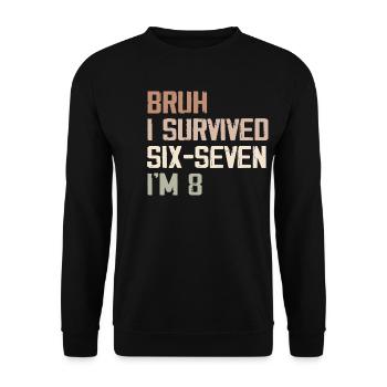 8th Birthday Design – Finally Eight Years Old - Unisex Sweatshirt - black - Front - Alina (178cm) & Michal (187cm)
