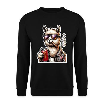 Alpaka Party Bier  - Unisex Pullover - Schwarz - Vorne - Alina (178cm) & Michal (187cm)