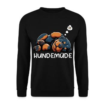 Hundemüde Rottweiler Rottweilerbesitzer Rottie - Unisex Pullover - Schwarz - Vorne - Alina (178cm) & Michal (187cm)