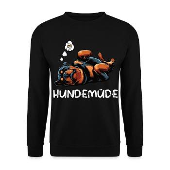 Hundemüde Rottweiler Rottweilerbesitzer Rottie - Unisex Pullover - Schwarz - Vorne - Alina (178cm) & Michal (187cm)