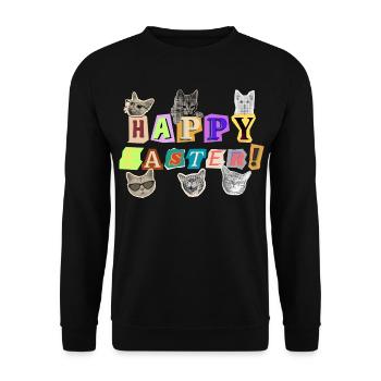 Happy Easter Cats - Unisex Sweatshirt - black - Front - Alina (178cm) & Michal (187cm)