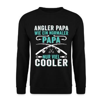 Angler Papa Wie Ein Normaler Papa Nur Viel Cooler  - Unisex Pullover - Schwarz - Vorne - Alina (178cm) & Michal (187cm)