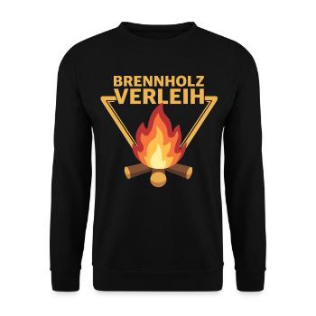 Brennholz Verleih Logo Flamme Sarkasmus - Unisex Pullover - Schwarz - Vorne - Alina (178cm) & Michal (187cm)