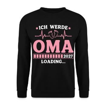 Ich werde Oma 2027 – Werdende Großmutter - Unisex Pullover - Schwarz - Vorne - Alina (178cm) & Michal (187cm)