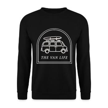 Vie en camping-car en road trip surf - Sweat-shirt Unisexe - noir - Devant - Alina (178cm) & Michal (187cm)