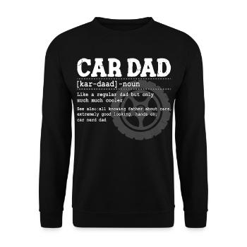 Autofan Vater Reifenrad Motiv Vatertag Papa - Unisex Pullover - Schwarz - Vorne - Alina (178cm) & Michal (187cm)