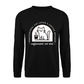 Katzenvater, lustiger Kaffeeliebhaber - Unisex Pullover - Schwarz - Vorne - Alina (178cm) & Michal (187cm)