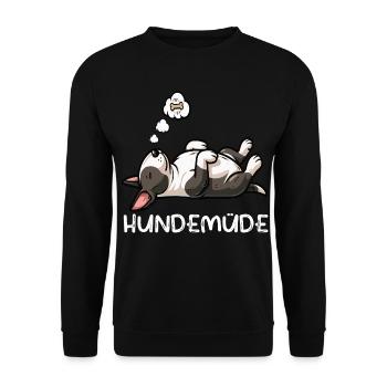 Hundemüde Miniatur Bullterrier Bully Bullterrier - Unisex Pullover - Schwarz - Vorne - Alina (178cm) & Michal (187cm)