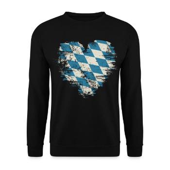 Cœur rétro Bavière avec motif de losanges bleu-blanc - Sweat-shirt Unisexe - noir - Devant - Alina (178cm) & Michal (187cm)