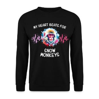 Schneeaffe Herzlinie - Unisex Pullover - Schwarz - Vorne - Alina (178cm) & Michal (187cm)