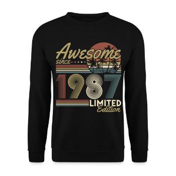Cadeau rétro vintage d’anniversaire 1987 - Sweat-shirt Unisexe - noir - Devant - Alina (178cm) & Michal (187cm)