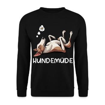 Hundemüde Podenco Podencos Podencoliebhaber  - Unisex Pullover - Schwarz - Vorne - Alina (178cm) & Michal (187cm)