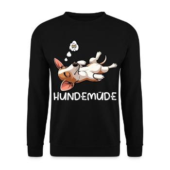 Hundemüde Podenco Podencos Podencoliebhaber  - Unisex Pullover - Schwarz - Vorne - Alina (178cm) & Michal (187cm)