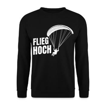 Gleitschirmflieger FLIEG HOCH LUSTIGES - Unisex Pullover - Schwarz - Vorne - Alina (178cm) & Michal (187cm)
