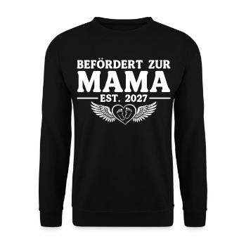 Befördert zur Mama 2027 – Baby Ankündigung - Unisex Pullover - Schwarz - Vorne - Alina (178cm) & Michal (187cm)