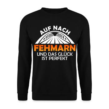 Ostsee AUF NACH FEHMARN UND GLÜCK IST PERFEKT - Unisex Pullover - Schwarz - Vorne - Alina (178cm) & Michal (187cm)