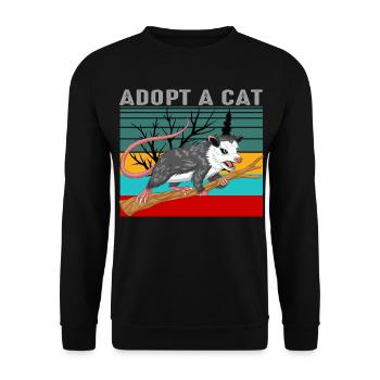 Vintage-Opossum-Shirt – Retro Adopt A Cat - Unisex Pullover - Schwarz - Vorne - Alina (178cm) & Michal (187cm)