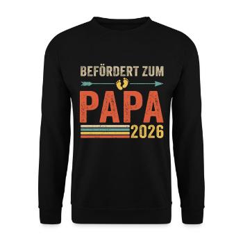Retro Befördert zum Papa 2026 - Unisex Pullover - Schwarz - Vorne - Alina (178cm) & Michal (187cm)