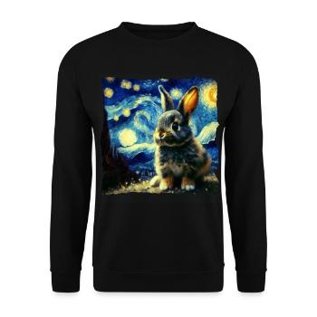 Lapin style ciel étoilé - Sweat-shirt Unisexe - noir - Devant - Alina (178cm) & Michal (187cm)