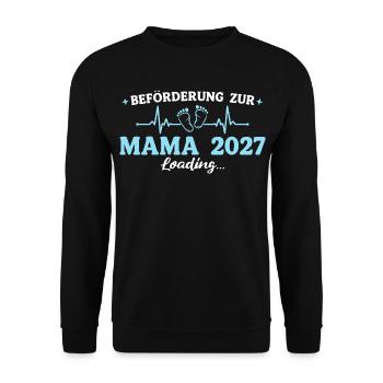 Mama 2027 Beförderung zur Mutter Geschenk - Unisex Pullover - Schwarz - Vorne - Alina (178cm) & Michal (187cm)