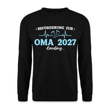 Oma 2027 Beförderung Großmutter Geschenk - Unisex Pullover - Schwarz - Vorne - Alina (178cm) & Michal (187cm)