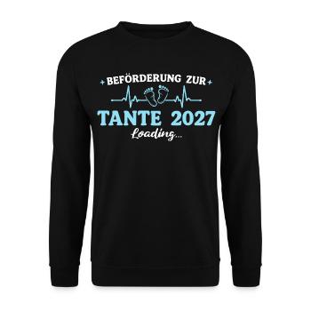 Tante 2027 Beförderung zur Tante Geschenk - Unisex Pullover - Schwarz - Vorne - Alina (178cm) & Michal (187cm)