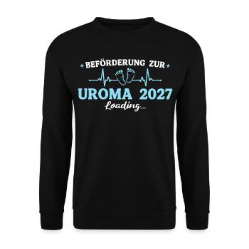 Uroma 2027 Beförderung zur Urgroßmutter - Unisex Pullover - Schwarz - Vorne - Alina (178cm) & Michal (187cm)