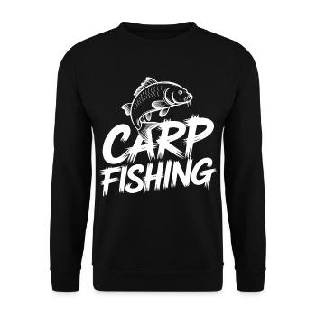 Carp Fishing Brush Design - Unisex Sweatshirt - black - Front - Alina (178cm) & Michal (187cm)