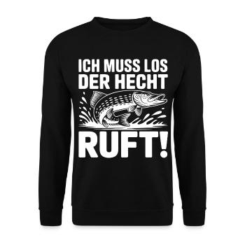 Hecht Angeln Humor - Unisex Pullover - Schwarz - Vorne - Alina (178cm) & Michal (187cm)