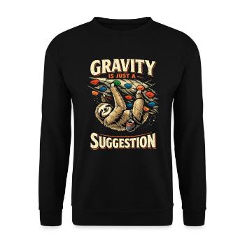 Faultier Bouldern: Gravity Is Just A Suggestion - Unisex Pullover - Schwarz - Vorne - Alina (178cm) & Michal (187cm)