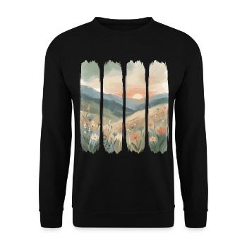 Fleurs sauvages 4 coups de pinceau - Boho Mountain Design - Sweat-shirt Unisexe - noir - Devant - Alina (178cm) & Michal (187cm)