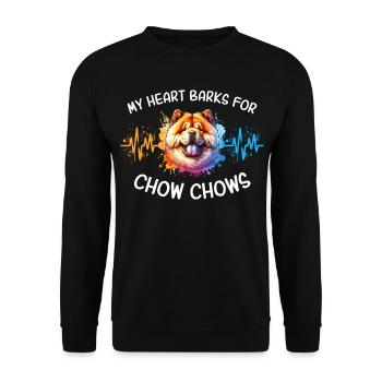 Chowchow Herzlinie - Unisex Pullover - Schwarz - Vorne - Alina (178cm) & Michal (187cm)