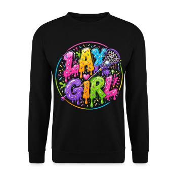 Lax Girl: Neon Style Lacrosse - Unisex Sweatshirt - black - Front - Alina (178cm) & Michal (187cm)