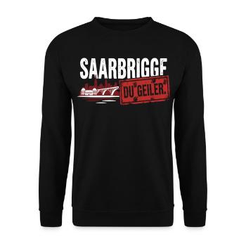 Saarbrigge Du Geiler Saarland Spruch - Unisex Pullover - Schwarz - Vorne - Alina (178cm) & Michal (187cm)