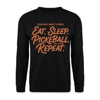 Pickleball Addicts Credo Eat Sleep Pickleball - Unisex Sweatshirt - black - Front - Alina (178cm) & Michal (187cm)
