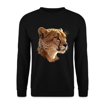 Leopardenkopf Kunstillustration - Unisex Pullover - Schwarz - Vorne - Alina (178cm) & Michal (187cm)