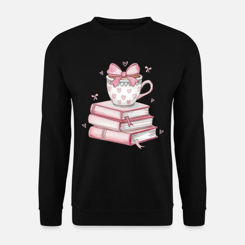 Heart Mug and Stack of Books - Unisex Sweatshirt - black