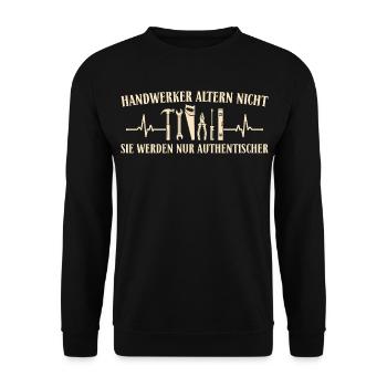 Handwerker altern nicht sie werden authentischer - Unisex Pullover - Schwarz - Vorne - Alina (178cm) & Michal (187cm)