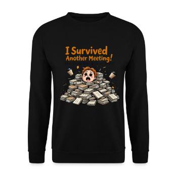 Survived meeting – could have been an email - Unisex Sweatshirt - black - Front - Alina (178cm) & Michal (187cm)