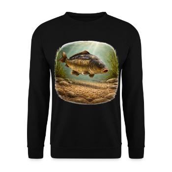 Mirror Carp Underwater Fishing Design - Unisex Sweatshirt - black - Front - Alina (178cm) & Michal (187cm)