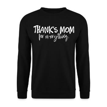 Danke, Mama. Du bist mein Heldenherz, liebe Kunst. - Unisex Pullover - Schwarz - Vorne - Alina (178cm) & Michal (187cm)
