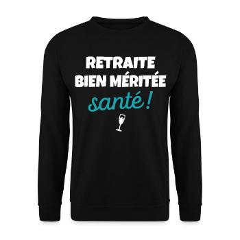 Cadeau Départ Retraite Humour Phrase Drôle Santé - Sweat-shirt Unisexe - noir - Devant - Alina (178cm) & Michal (187cm)