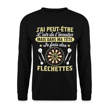  joue aux fléchettes - Sweat-shirt Unisexe - noir - Devant - Alina (178cm) & Michal (187cm)