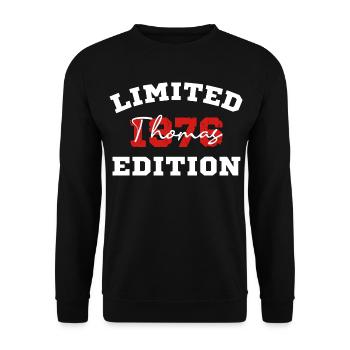 Édition limitée du t-shirt d’anniversaire de Thomas 1976 - Sweat-shirt Unisexe - noir - Devant - Alina (178cm) & Michal (187cm)