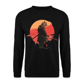 Tiger Samurai au Coucher du Soleil - Sweat-shirt Unisexe - noir - Devant - Alina (178cm) & Michal (187cm)
