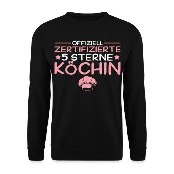 Hobbyköchin - Zertifizierte 5 Sterne Köchin - Unisex Pullover - Schwarz - Vorne - Alina (178cm) & Michal (187cm)