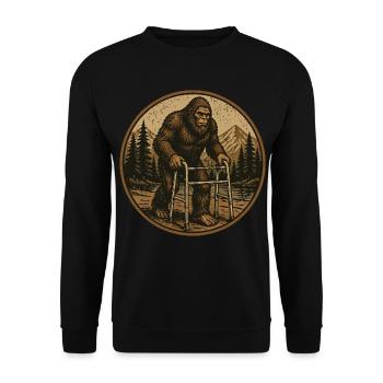 Bigfoot Vieux Déambulateur Humour Rétro - Sweat-shirt Unisexe - noir - Devant - Alina (178cm) & Michal (187cm)