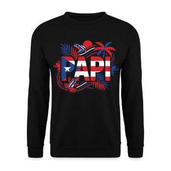 Papi Porto Rico Drapeau Grenouille Tropiques - Sweat-shirt Unisexe - noir - Devant - Alina (178cm) & Michal (187cm)
